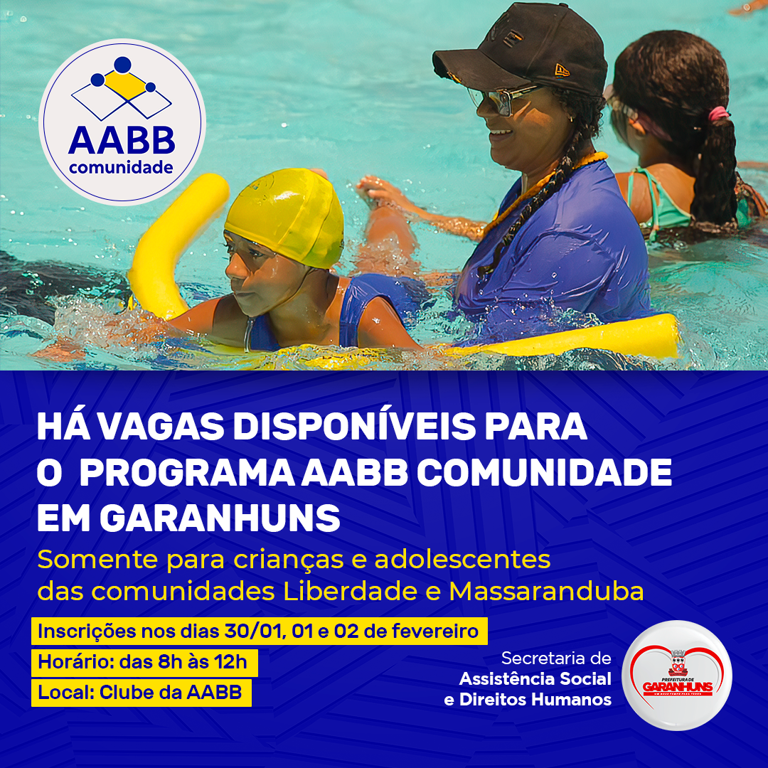 Matrículas da AABB Comunidade vão até o dia 16/02 - Prefeitura de