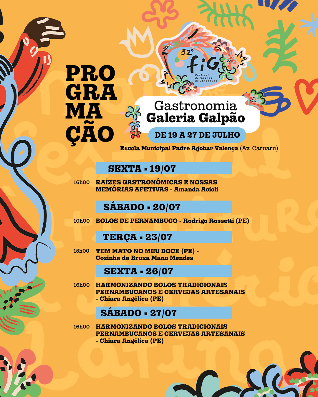 programação de gastronomia festival de inverno de garanhuns