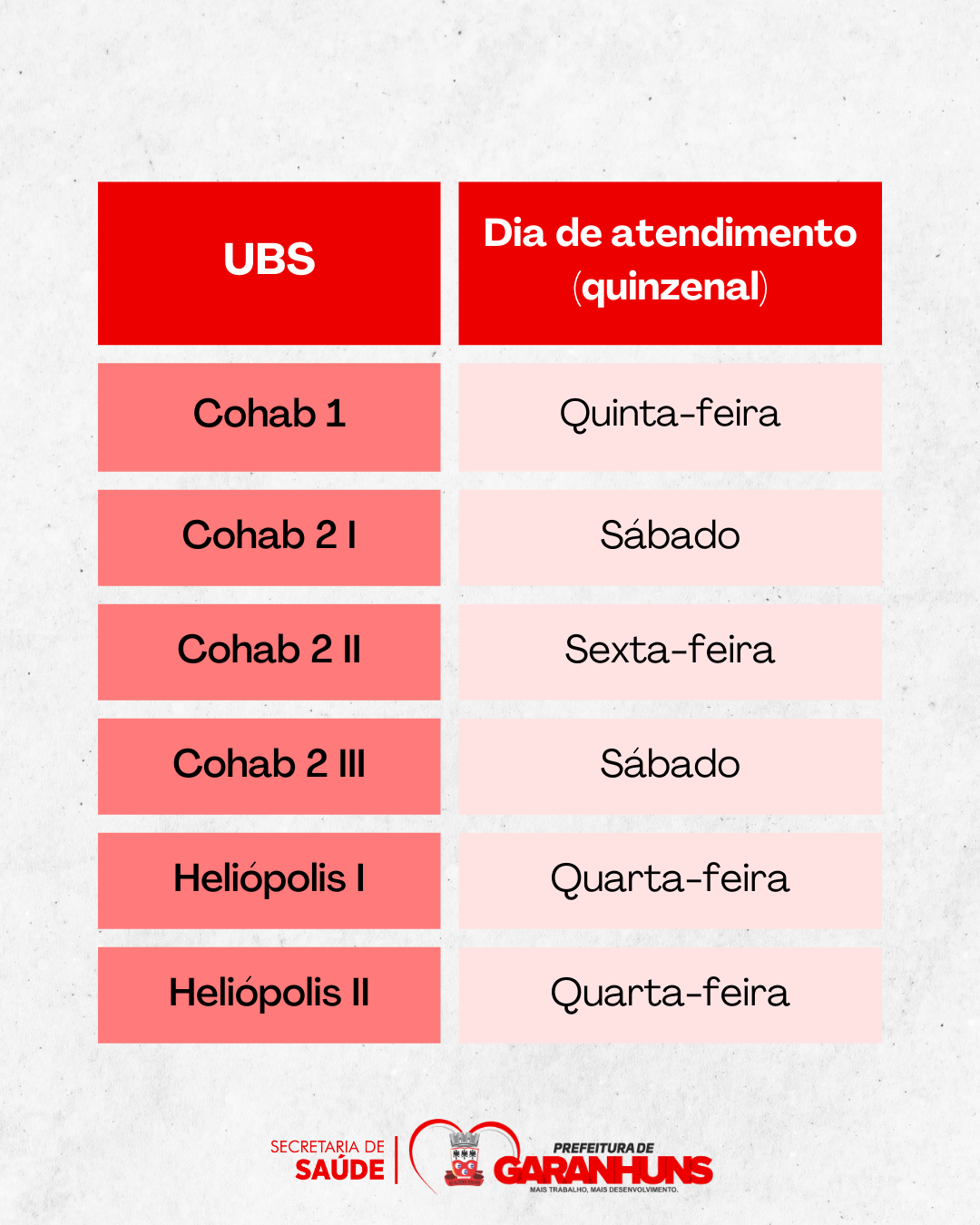 Secretaria de Saúde divulga calendário de atendimentos noturnos das ...